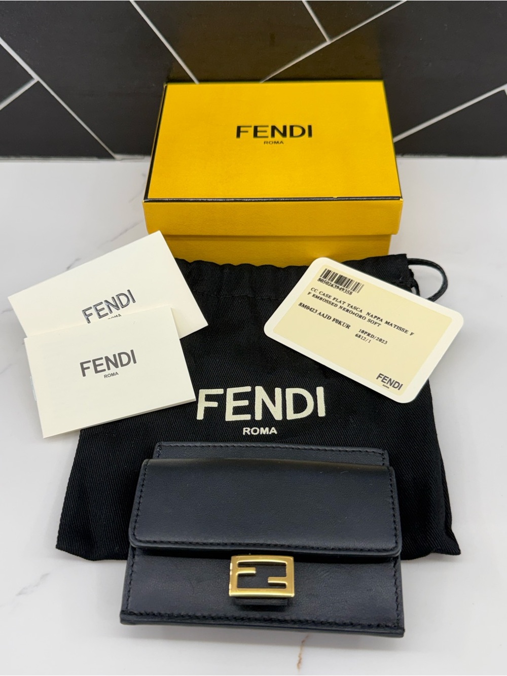 Fendi embossd Nappa card holder wallet. In excellent condition.